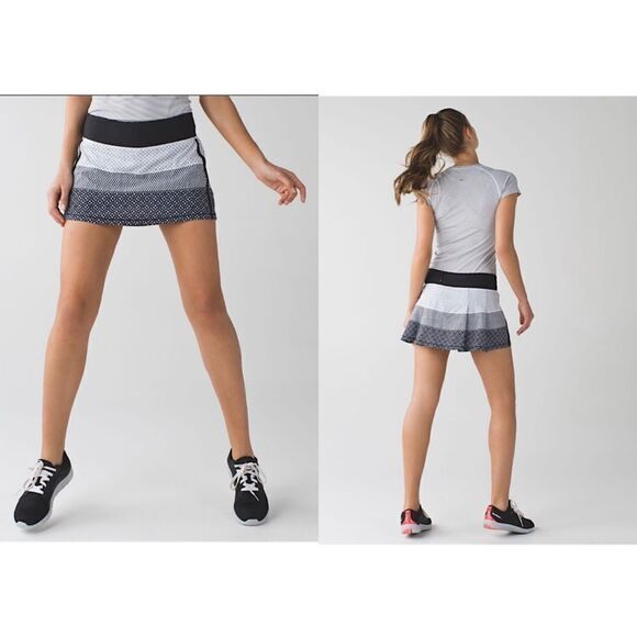 Lululemon Pace Rival Skirt II (Regular) *4-Way StretchDottie Eyelet White Black - Picture 1 of 8